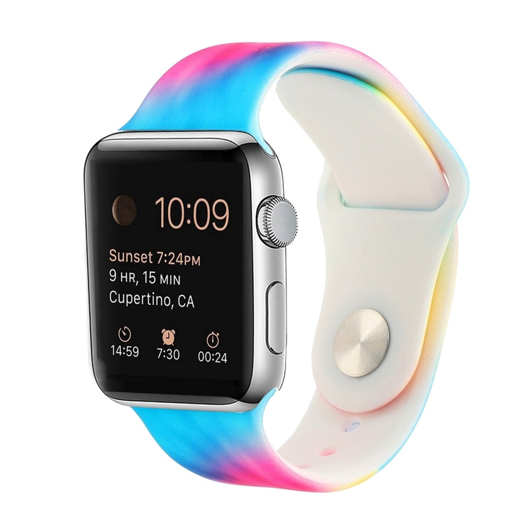 Silicone Painted Pattern Replacement Watchband For Apple Watch Series, 7 45mm / 6 & SE & 5 & 4 44mm / 3 & 2 & 1 42mm, 7 41mm / 6 & SE & 5 & 4 40mm / 3 & 2 & 1 38mm