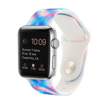 Silicone Painted Pattern Replacement Watchband For Apple Watch Series, 7 45mm / 6 & SE & 5 & 4 44mm / 3 & 2 & 1 42mm, 7 41mm / 6 & SE & 5 & 4 40mm / 3 & 2 & 1 38mm