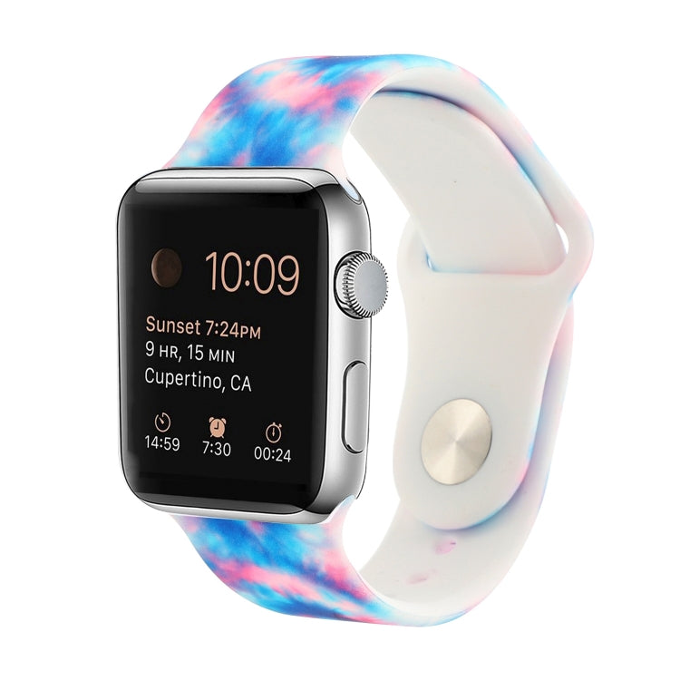 Silicone Painted Pattern Replacement Watchband For Apple Watch Series, 7 45mm / 6 & SE & 5 & 4 44mm / 3 & 2 & 1 42mm, 7 41mm / 6 & SE & 5 & 4 40mm / 3 & 2 & 1 38mm