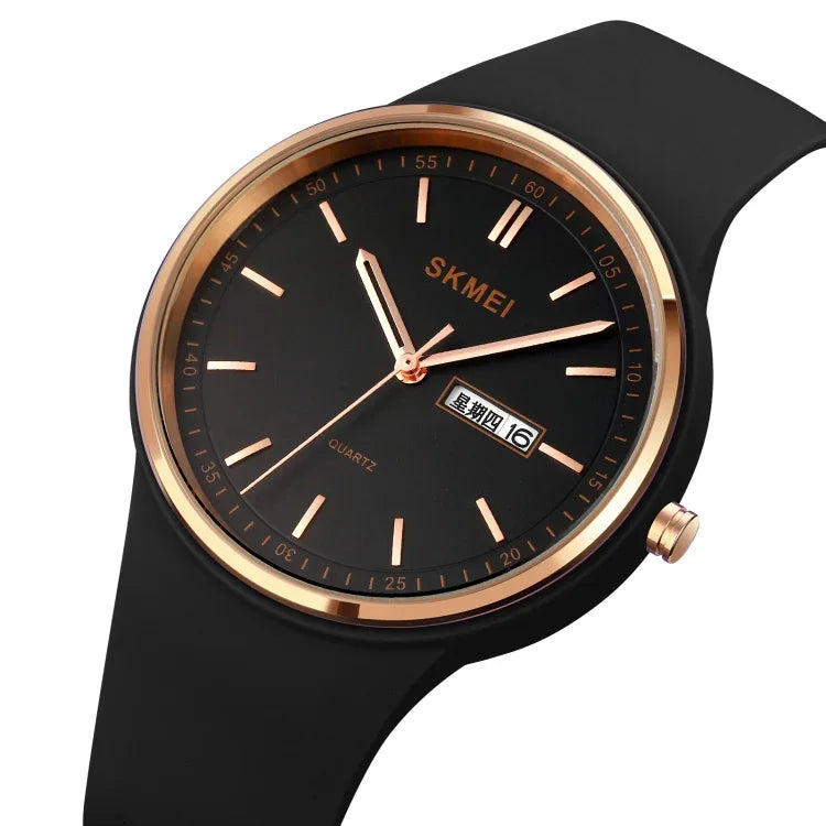 SKMEI 1747 Simple Bar scale Dial Silicone Strap Quartz Watch for Ladies