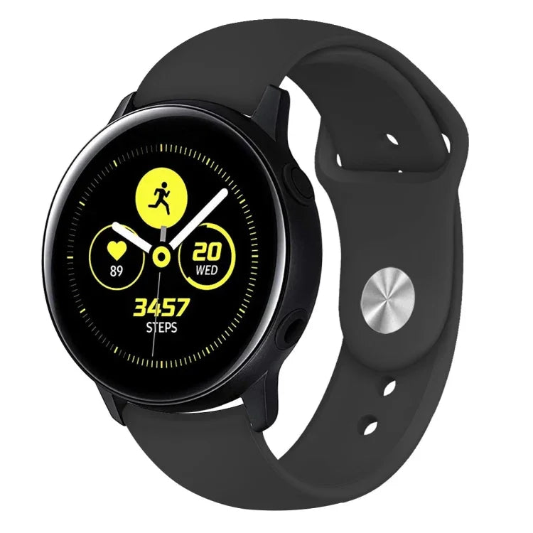 適用於 Galaxy Watch Active 2 智慧手錶純色矽膠手腕帶錶帶，L，S
