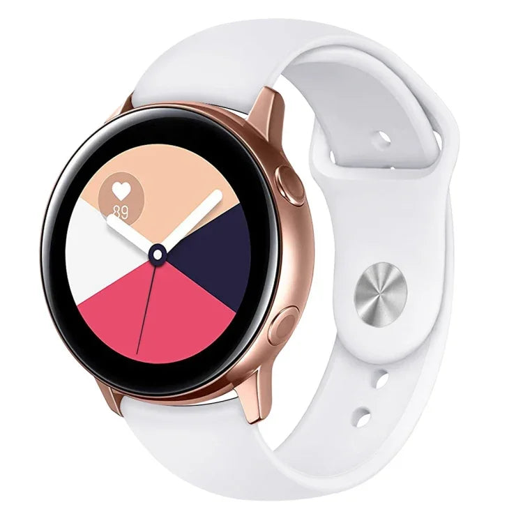 適用於 Galaxy Watch Active 2 智慧手錶純色矽膠手腕帶錶帶，L，S
