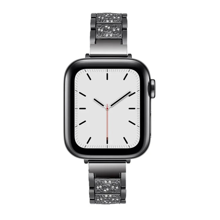 14mm Three-beads Diamond Aluminum Alloy Replacement Strap Watchband For Apple Watch Series, 7 41mm / 6 & SE & 5 & 4 40mm / 3 & 2 & 1 38mm, 7 45mm / 6 & SE & 5 & 4 44mm / 3 & 2 & 1 42mm