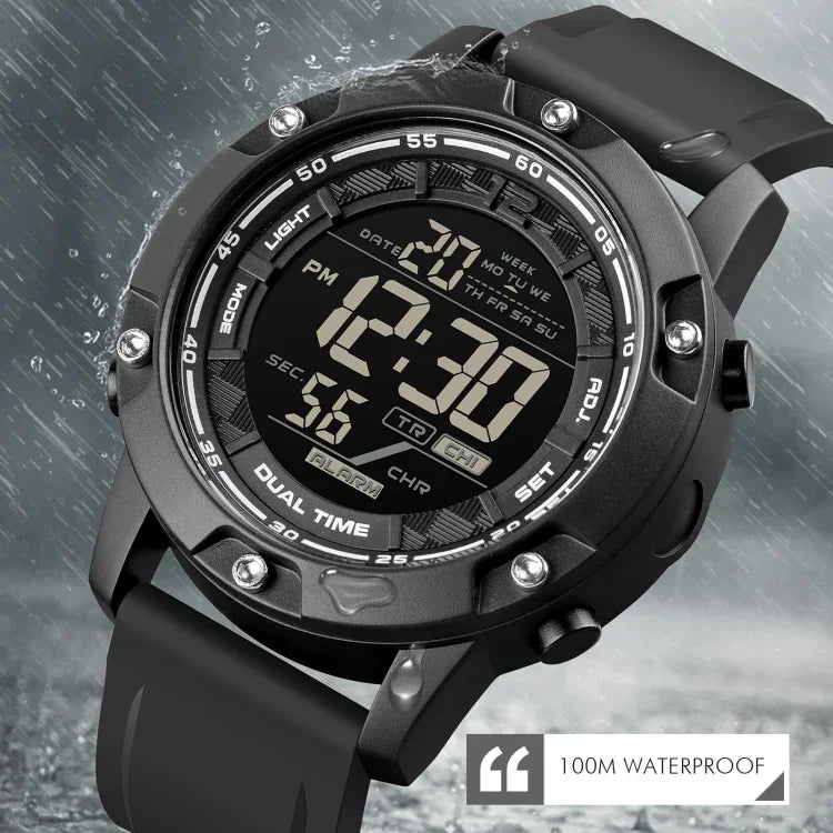 SKMEI 1762 Triplicate Round LED Dual Time Digital Display Waterproof Luminous Electronic Watch, SKMEI 1762