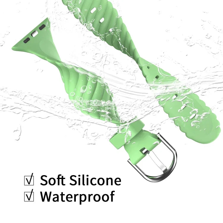 純色扭紋矽膠替換錶帶，適用於 Apple Watch 系列，7 41mm / 6 & SE & 5 & 4 40mm / 3 & 2 & 1 38mm，7 45mm / 6 & SE & 5 & 4 44mm / 3 & 2 & 1 42mm