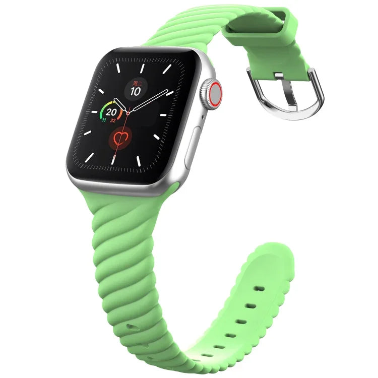 純色扭紋矽膠替換錶帶，適用於 Apple Watch 系列，7 41mm / 6 & SE & 5 & 4 40mm / 3 & 2 & 1 38mm，7 45mm / 6 & SE & 5 & 4 44mm / 3 & 2 & 1 42mm