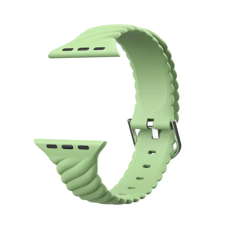 純色扭紋矽膠替換錶帶，適用於 Apple Watch 系列，7 41mm / 6 & SE & 5 & 4 40mm / 3 & 2 & 1 38mm，7 45mm / 6 & SE & 5 & 4 44mm / 3 & 2 & 1 42mm