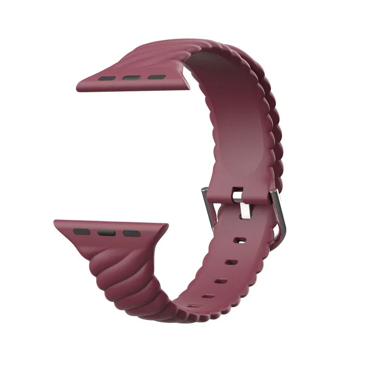 純色扭紋矽膠替換錶帶，適用於 Apple Watch 系列，7 41mm / 6 & SE & 5 & 4 40mm / 3 & 2 & 1 38mm，7 45mm / 6 & SE & 5 & 4 44mm / 3 & 2 & 1 42mm