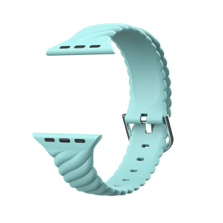 純色扭紋矽膠替換錶帶，適用於 Apple Watch 系列，7 41mm / 6 & SE & 5 & 4 40mm / 3 & 2 & 1 38mm，7 45mm / 6 & SE & 5 & 4 44mm / 3 & 2 & 1 42mm