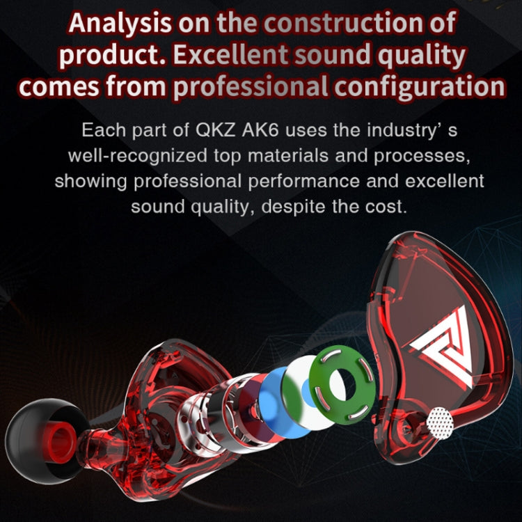 QKZ AK6-X 3.5mm 入耳有線重低音運動耳機附麥克風，線長約 1.2m，1 件