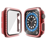 電鍍PC單排鑽石保護殼附鋼化玻璃膜，適用於Apple Watch Series，適用於Apple Watch Series 6 / 5 / 4 / Watch SE 40mm，適用於Apple Watch Series 6 / 5 / 4 / Watch SE 44mm