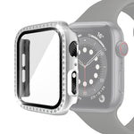 電鍍PC單排鑽石保護殼附鋼化玻璃膜，適用於Apple Watch Series，適用於Apple Watch Series 6 / 5 / 4 / Watch SE 40mm，適用於Apple Watch Series 6 / 5 / 4 / Watch SE 44mm