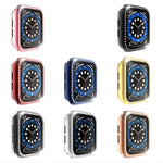 電鍍PC單排鑽石保護殼附鋼化玻璃膜，適用於Apple Watch Series，適用於Apple Watch Series 6 / 5 / 4 / Watch SE 40mm，適用於Apple Watch Series 6 / 5 / 4 / Watch SE 44mm
