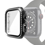 電鍍PC單排鑽石保護殼附鋼化玻璃膜，適用於Apple Watch Series，適用於Apple Watch Series 6 / 5 / 4 / Watch SE 40mm，適用於Apple Watch Series 6 / 5 / 4 / Watch SE 44mm