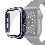 電鍍PC單排鑽石保護殼附鋼化玻璃膜，適用於Apple Watch Series，適用於Apple Watch Series 6 / 5 / 4 / Watch SE 40mm，適用於Apple Watch Series 6 / 5 / 4 / Watch SE 44mm