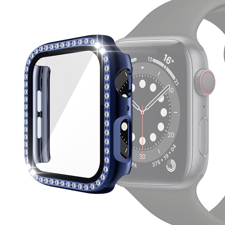 電鍍PC單排鑽石保護殼附鋼化玻璃膜，適用於Apple Watch Series，適用於Apple Watch Series 6 / 5 / 4 / Watch SE 40mm，適用於Apple Watch Series 6 / 5 / 4 / Watch SE 44mm