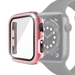 電鍍PC單排鑽石保護殼附鋼化玻璃膜，適用於Apple Watch Series，適用於Apple Watch Series 6 / 5 / 4 / Watch SE 40mm，適用於Apple Watch Series 6 / 5 / 4 / Watch SE 44mm