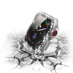 電鍍PC雙排鑽石保護殼附鋼化玻璃膜，適用於Apple Watch Series，適用於Apple Watch Series 6 / 5 / 4 / Watch SE 40mm，適用於Apple Watch Series 6 / 5 / 4 / Watch SE 44mm