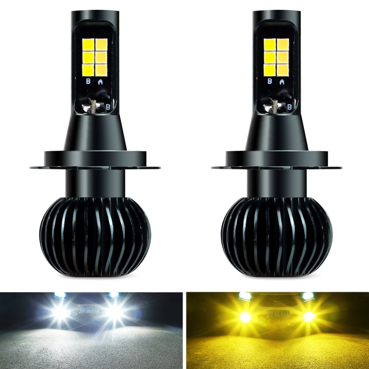 DC9-32V / 3000LM / 30W / 6000K+3000K IP65 Car LED Double Color Fog Light with 12LEDs CSP Lamp Beads, 2 PCS EV15 H7