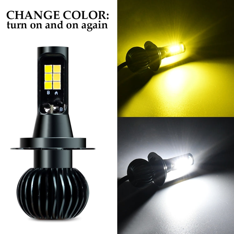 DC9-32V / 3000LM / 30W / 6000K+3000K IP65 Car LED Double Color Fog Light with 12LEDs CSP Lamp Beads, 2 PCS EV15 H7