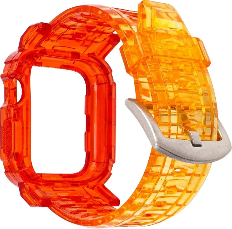 漸層 TPU 一體成型錶帶保護殼，適用於 Apple Watch 系列 9 / 8 / 7 45mm / 6 / 5 / 4 / Watch SE 44mm / Watch 42mm，適用於 Apple Watch 系列 9 / 8 / 7 45mm / 6 / 5 / 4 / Watch SE 44mm / Watch 42mm