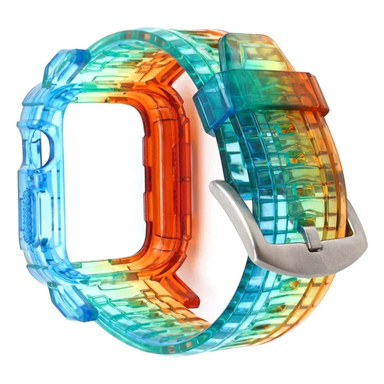 漸層 TPU 一體成型錶帶保護殼，適用於 Apple Watch 系列 9 / 8 / 7 45mm / 6 / 5 / 4 / Watch SE 44mm / Watch 42mm，適用於 Apple Watch 系列 9 / 8 / 7 45mm / 6 / 5 / 4 / Watch SE 44mm / Watch 42mm