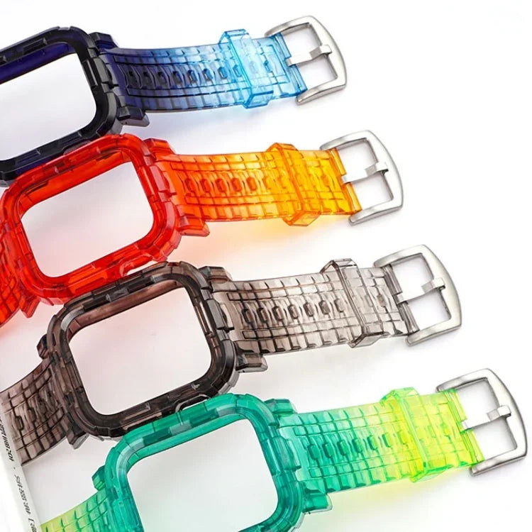 漸層 TPU 一體成型錶帶保護殼，適用於 Apple Watch 系列 9 / 8 / 7 45mm / 6 / 5 / 4 / Watch SE 44mm / Watch 42mm，適用於 Apple Watch 系列 9 / 8 / 7 45mm / 6 / 5 / 4 / Watch SE 44mm / Watch 42mm