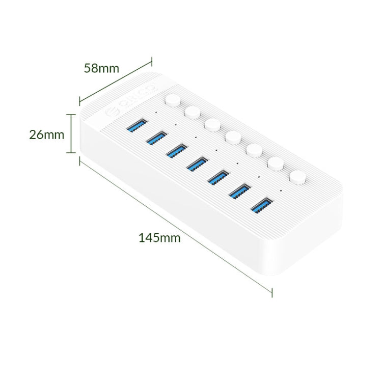 ORICO CT2U3-7AB-WH 7合1塑膠條紋多埠USB集線器，附獨立開關，CT2U3-7AB-BK 英國插頭，CT2U3-7AB-WH 英國插頭，CT2U3-7AB-BK 歐盟插頭，CT2U3-7AB-WH 歐盟插頭，CT2U3-7AB-BK 澳洲插頭，CT2U3-7AB-WH 澳洲插頭