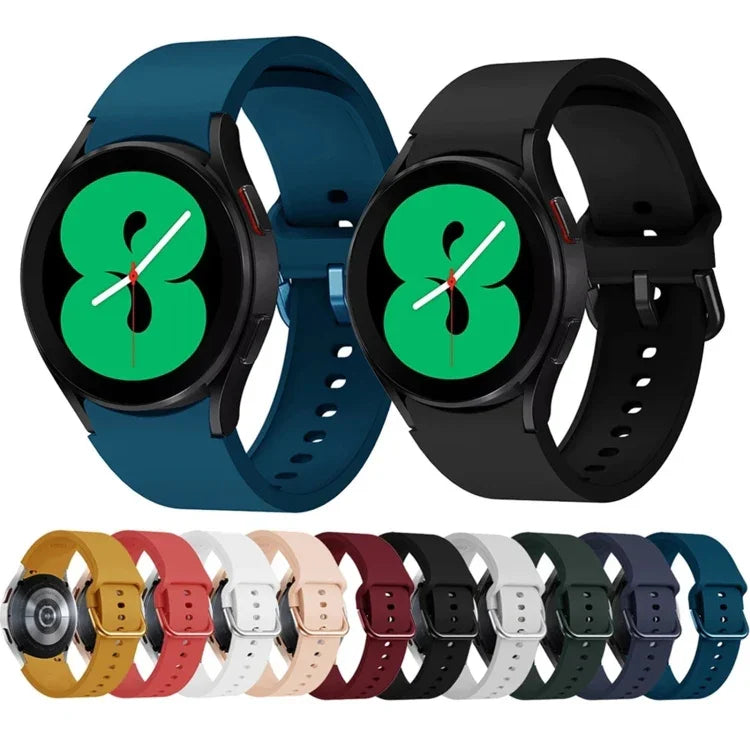 通用矽膠彩色扣環替換錶帶，適用於 Samsung Galaxy Watch4 40mm，適用於 Samsung Galaxy Watch4 44mm，適用於 Samsung Galaxy Watch4 Classic 42mm，適用於 Samsung Galaxy Watch4 Classic 46mm