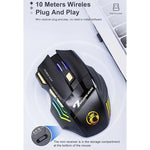 iMICE GW-X7 7鍵靜音可充電無線遊戲滑鼠，彩色RGB燈光，GW-X7 2.4G