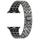 五珠鑽石鋼替換錶帶，適用於蘋果手錶系列，7 41mm / 6 & SE & 5 & 4 40mm / 3 & 2 & 1 38mm，7 45mm / 6 & SE & 5 & 4 44mm / 3 & 2 & 1 42mm