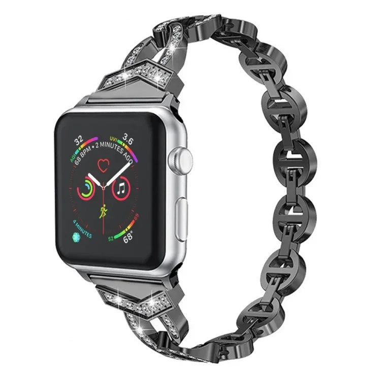 鑽石不鏽鋼替換錶帶，適用於 Apple Watch 系列，7 41mm / 6 & SE & 5 & 4 40mm / 3 & 2 & 1 38mm，7 45mm / 6 & SE & 5 & 4 44mm / 3 & 2 & 1 42mm