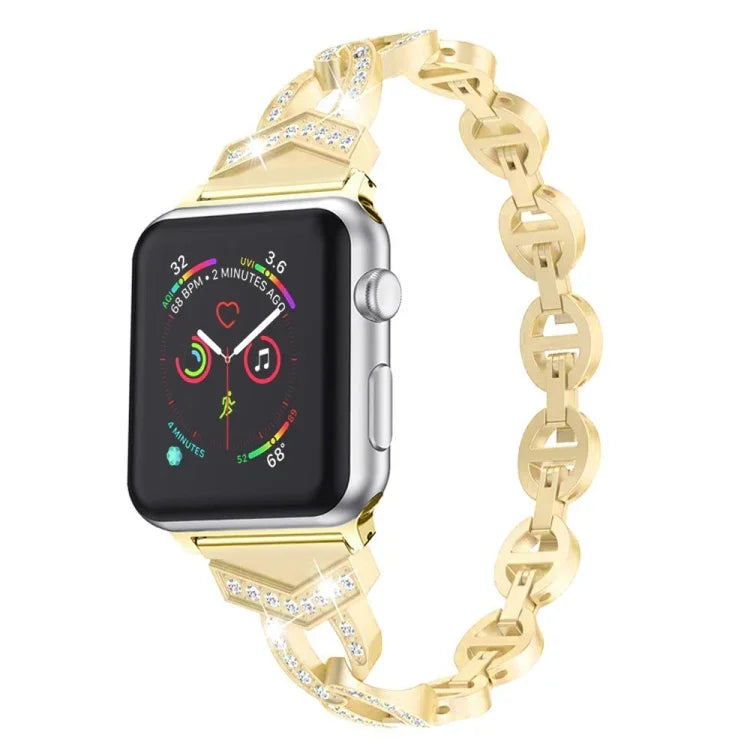 鑽石不鏽鋼替換錶帶，適用於 Apple Watch 系列，7 41mm / 6 & SE & 5 & 4 40mm / 3 & 2 & 1 38mm，7 45mm / 6 & SE & 5 & 4 44mm / 3 & 2 & 1 42mm