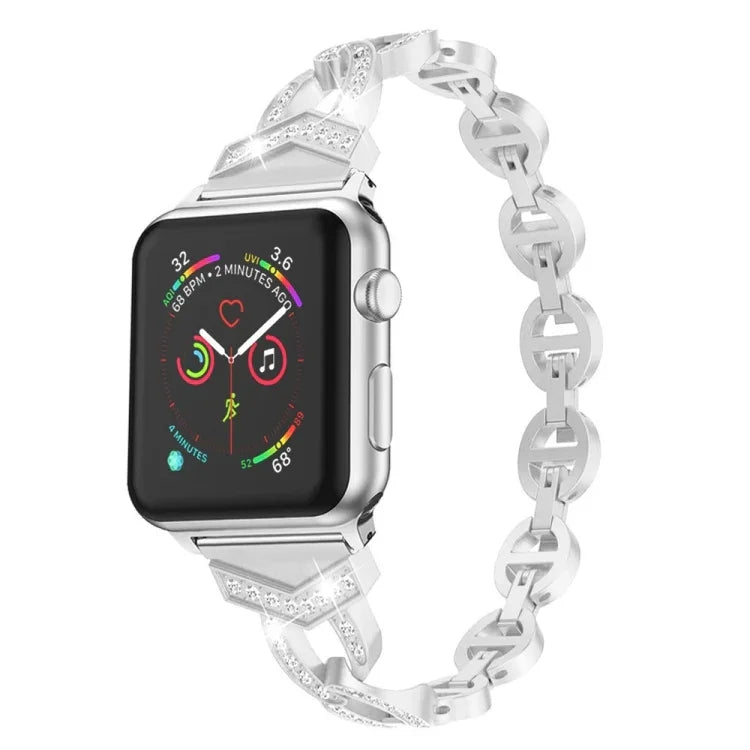 鑽石不鏽鋼替換錶帶，適用於 Apple Watch 系列，7 41mm / 6 & SE & 5 & 4 40mm / 3 & 2 & 1 38mm，7 45mm / 6 & SE & 5 & 4 44mm / 3 & 2 & 1 42mm