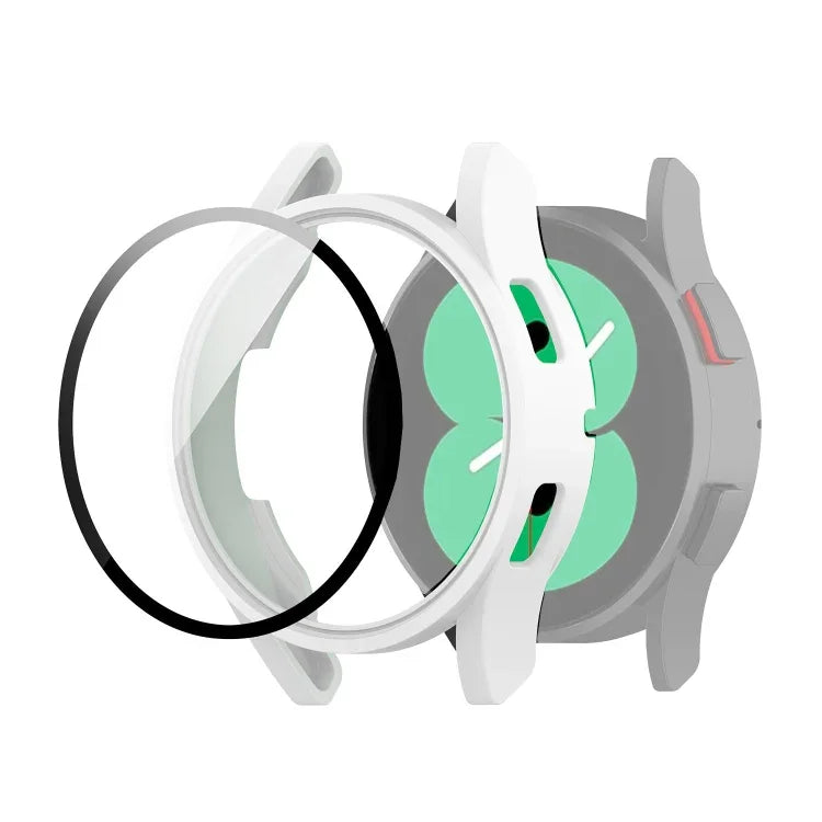 PC 保護殼附鋼化玻璃膜，適用於 Samsung Galaxy Watch4 40mm，適用於 Samsung Galaxy Watch4 44mm