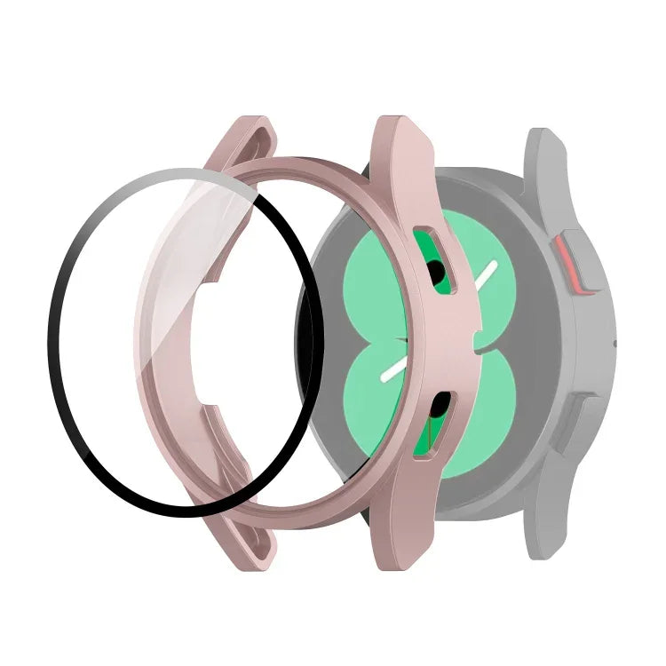 PC 保護殼附鋼化玻璃膜，適用於 Samsung Galaxy Watch4 40mm，適用於 Samsung Galaxy Watch4 44mm