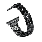 單排牛仔鑽石合金錶帶，適用於 Apple Watch Series 8&7 41mm / SE 2&6&SE&5&4 40mm / 3&2&1 38mm，適用於 Apple Watch Series 8&7 45mm / SE 2&6&SE&5&4 44mm / 3&2&1 42mm