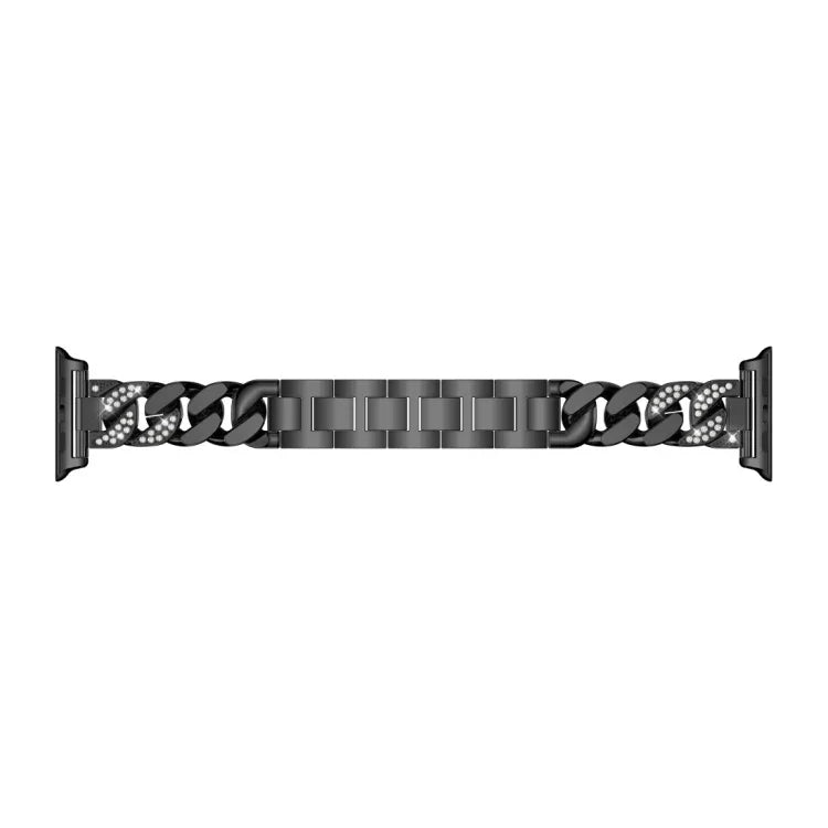 單排牛仔鑽石合金錶帶，適用於 Apple Watch Series 8&7 41mm / SE 2&6&SE&5&4 40mm / 3&2&1 38mm，適用於 Apple Watch Series 8&7 45mm / SE 2&6&SE&5&4 44mm / 3&2&1 42mm