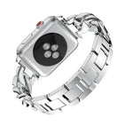 單排牛仔鑽石合金錶帶，適用於 Apple Watch Series 8&7 41mm / SE 2&6&SE&5&4 40mm / 3&2&1 38mm，適用於 Apple Watch Series 8&7 45mm / SE 2&6&SE&5&4 44mm / 3&2&1 42mm