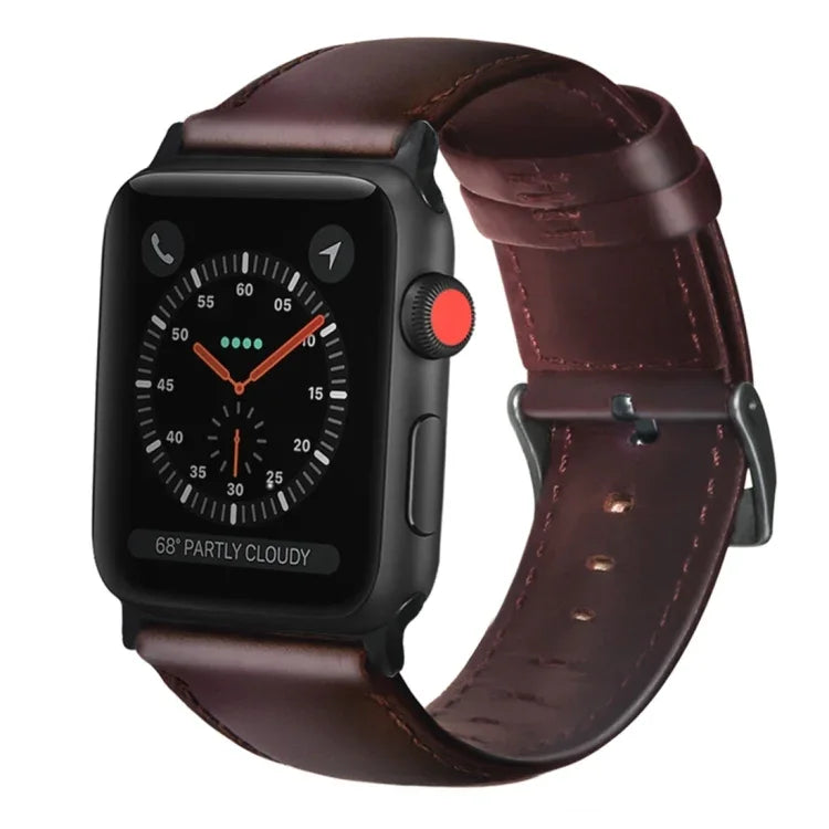 油蠟真皮錶帶，適用於 Apple Watch Series 8&7 41mm / SE 2&6&SE&5&4 40mm / 3&2&1 38mm，適用於 Apple Watch Series 7 41mm / 6 & SE & 5 & 4 40mm / 3 & 2 & 1 38mm