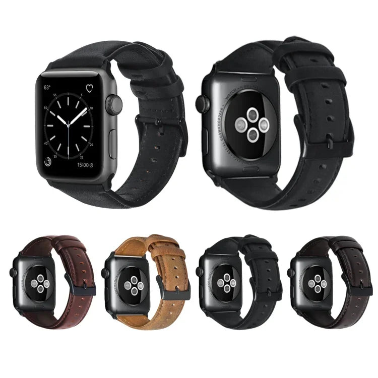 油蠟真皮錶帶，適用於 Apple Watch Series 8&7 41mm / SE 2&6&SE&5&4 40mm / 3&2&1 38mm，適用於 Apple Watch Series 7 41mm / 6 & SE & 5 & 4 40mm / 3 & 2 & 1 38mm