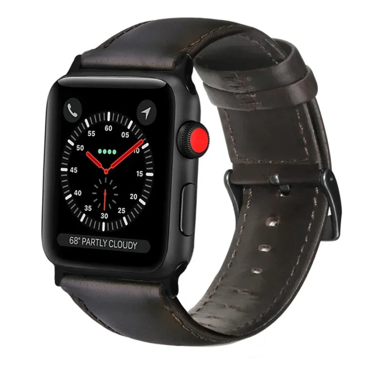 油蠟真皮錶帶，適用於 Apple Watch Series 8&7 41mm / SE 2&6&SE&5&4 40mm / 3&2&1 38mm，適用於 Apple Watch Series 7 41mm / 6 & SE & 5 & 4 40mm / 3 & 2 & 1 38mm