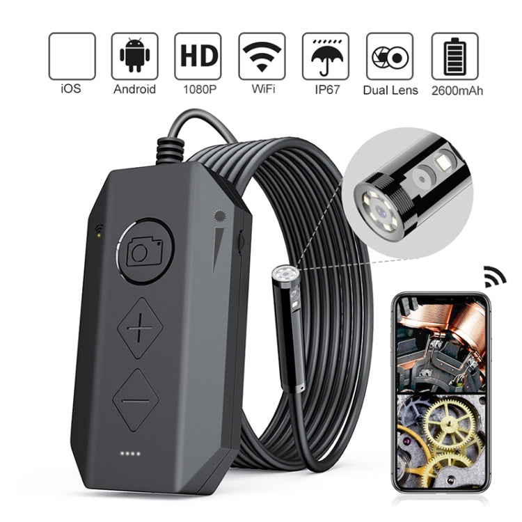 Y17 5MP 12mm 雙鏡頭高清自動對焦 WiFi 工業數位內視鏡可變焦蛇形攝影機，1米硬線，3.5米硬線，5米硬線，10米硬線