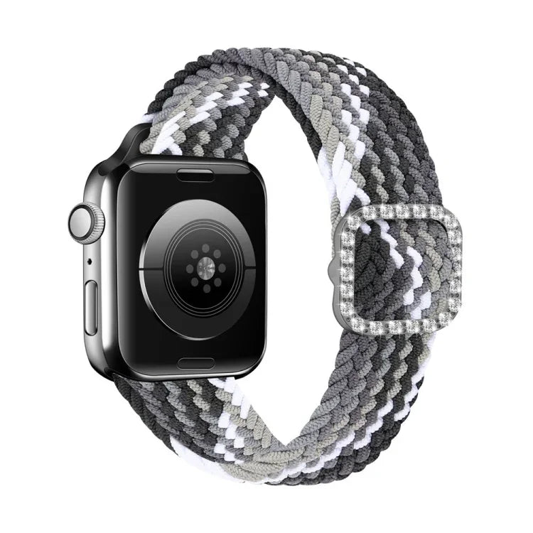 可調節尼龍編織彈性鑽石扣替換錶帶，適用於 Apple Watch Series，7 & 6 & SE & 5 & 4 40mm/3 & 2 & 1 38mm，7 & 6 & SE & 5 & 4 44mm/3 & 2 & 1 42mm