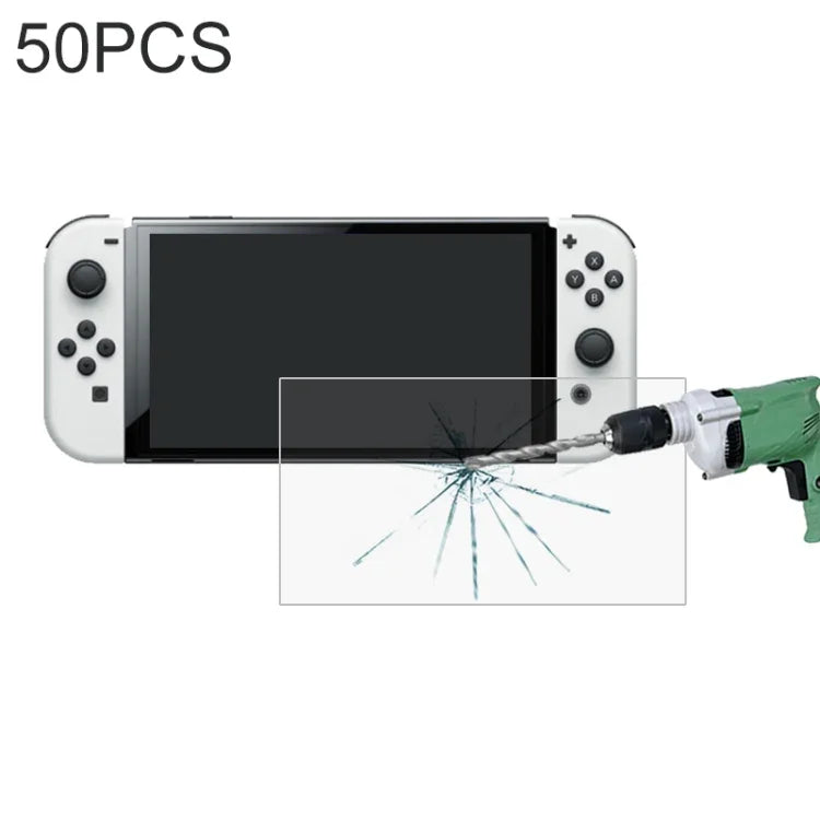 50 片 0.26mm 9H 2.5D 鋼化玻璃保護膜，適用於 Nintendo Switch OLED（50 片）