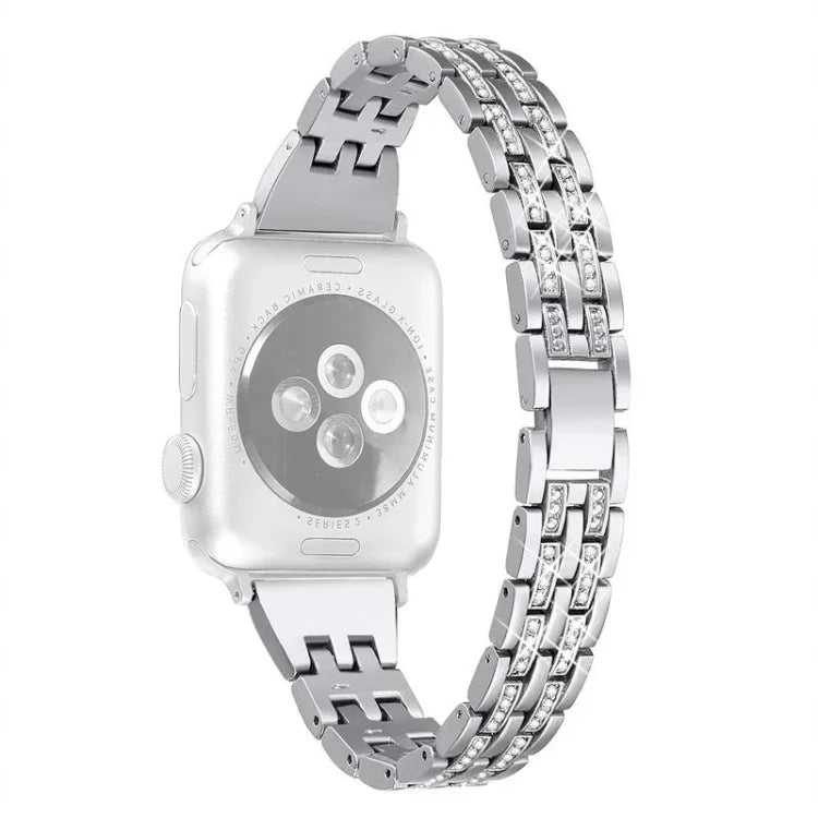雙排鑽石合金錶帶，適用於 Apple Watch Series 7 41mm / 6 & SE & 5 & 4 40mm / 3 & 2 & 1 38mm