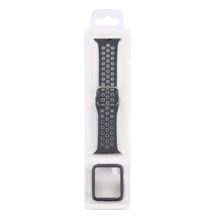 矽膠替換錶帶 + 帶螢幕保護貼的保護殼套裝，適用於 Apple Watch Series 3 & 2 & 1 38mm，適用於 Apple Watch Series 6 / 5 / 4 / Watch SE 40mm