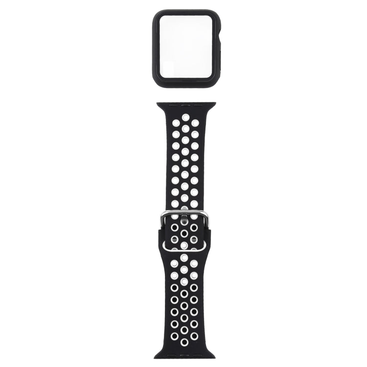 矽膠替換錶帶 + 帶螢幕保護貼的保護殼套裝，適用於 Apple Watch Series 3 & 2 & 1 38mm，適用於 Apple Watch Series 6 / 5 / 4 / Watch SE 40mm