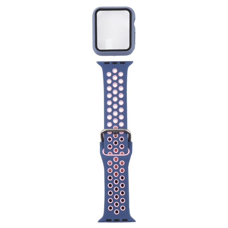 矽膠替換錶帶 + 帶螢幕保護貼的保護殼套裝，適用於 Apple Watch Series 3 & 2 & 1 38mm，適用於 Apple Watch Series 6 / 5 / 4 / Watch SE 40mm