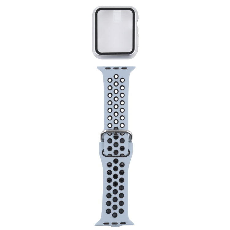 矽膠替換錶帶 + 帶螢幕保護貼的保護殼套裝，適用於 Apple Watch Series 3 & 2 & 1 38mm，適用於 Apple Watch Series 6 / 5 / 4 / Watch SE 40mm